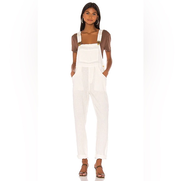 WeWoreWhat Pants - WeWoreWhat White Linen Overalls